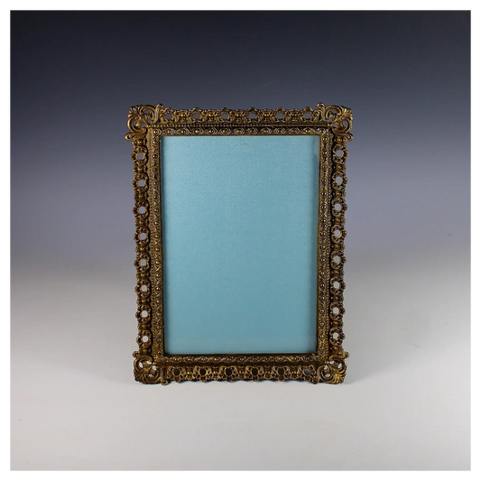 Antique French Gilt Metal 7x10" Picture Photo Frame