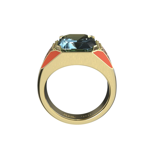Geometric Crystal Accent Ring with Pink and Blue Stones