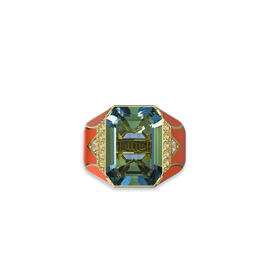 Geometric Crystal Accent Ring with Pink and Blue Stones