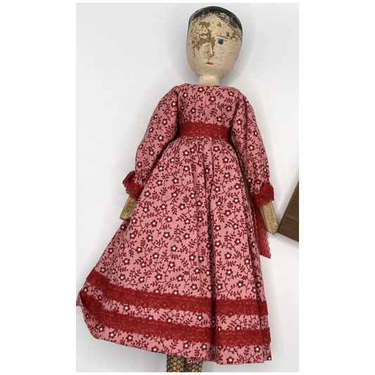 Worn but Wonderful Antique Peg Wood Jointed Grodnertal Doll