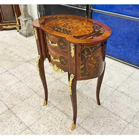 Vintage Porcelain Decorative Urn with Hand-Painted Portrait and Gold-Tone Metal Base